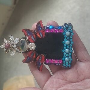 Colorful Butterfly Mixed Media Art Piece Can Stand Hang Or Have A Magnet